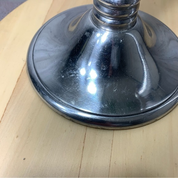 vintage Chrome Art Deco Inspired Tall Candlestick Holder Set Swirled Leg Stand - Picture 11 of 11